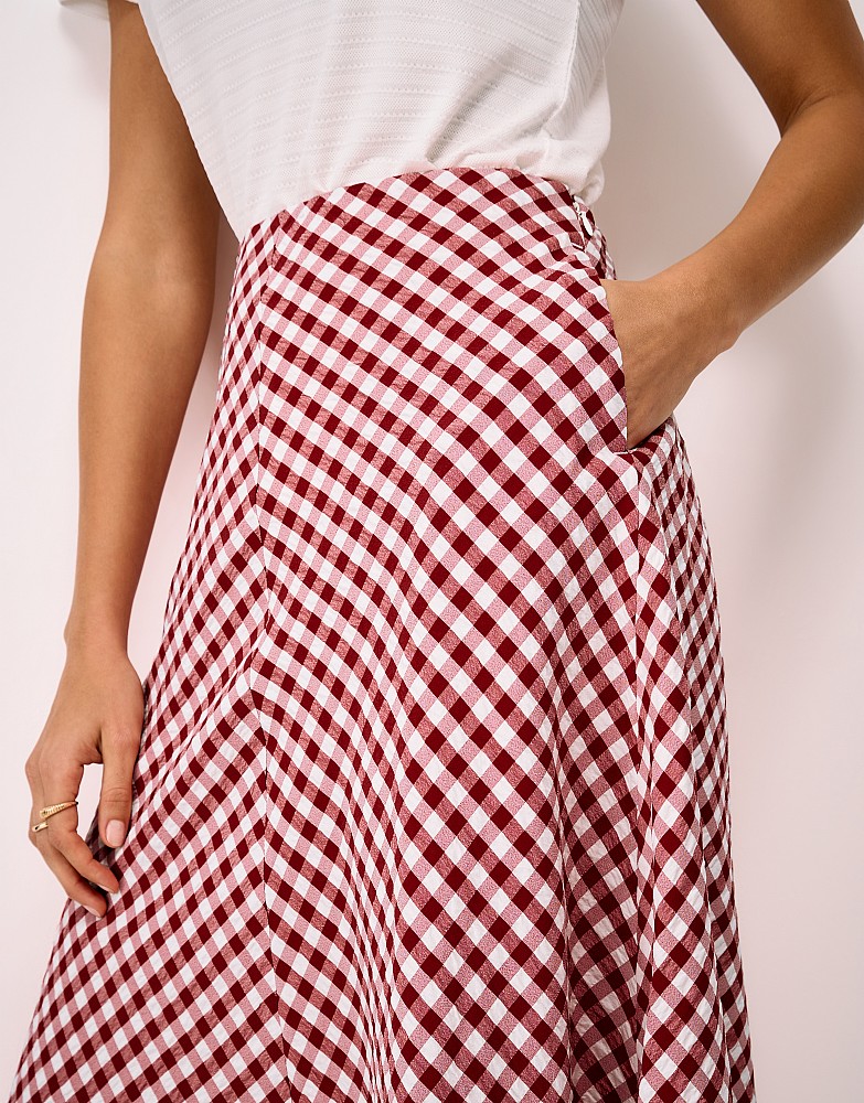 Women's Jolene Seersucker Gingham Check Skirt in Red from Crew