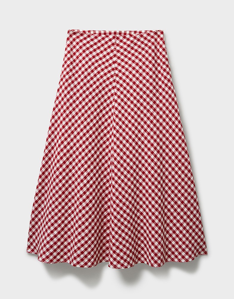 Women's Jolene Seersucker Gingham Check Skirt in Red from Crew