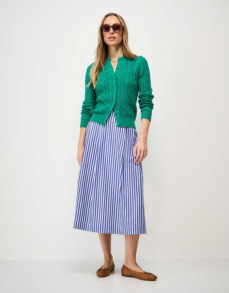 Gabby Cotton Skirt in Blue and White Stripes