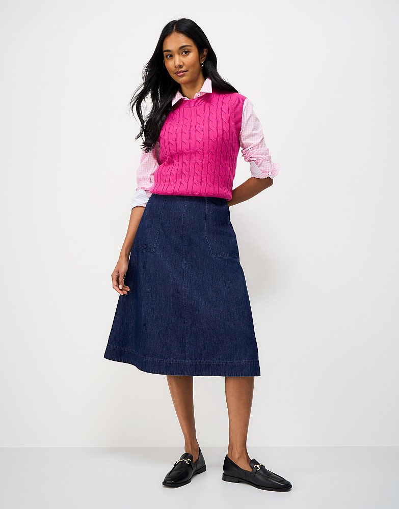 Layla Denim Midi Skirt in Blue