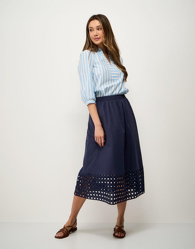 Lois Cut Out Detailed Midi Skirt in Navy
