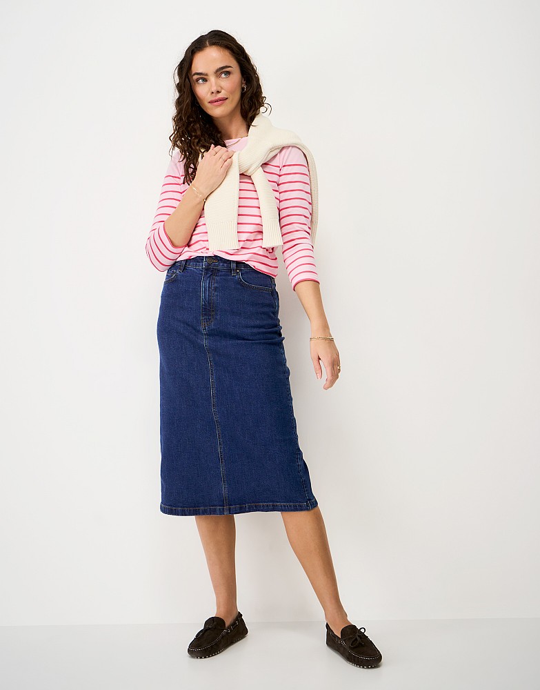 Mia Midi Skirt in Indigo Blue