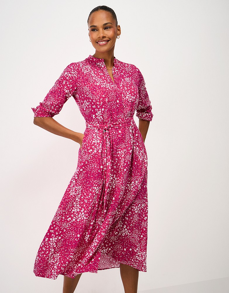 Savannah Cotton-Viscose Dress in Pink Ditsy Floral Print