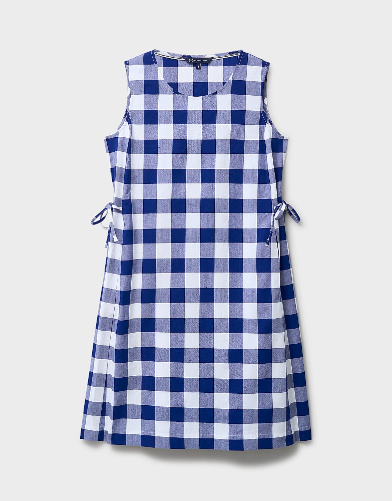 Charlotte Linen-Blend Shift Dress in Blue & White Gingham Charlotte Linen-Blend Shift Dress in Blue & White Gingham