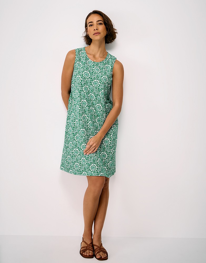 charlotte linen printed shift dress Women's Shift Dress in Green Floral Print from Crew Clothing Company