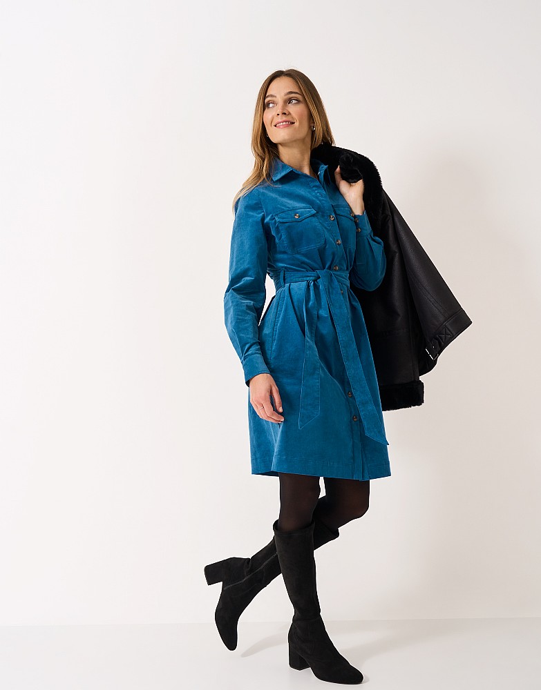 Elsie Cord Dress in Blue