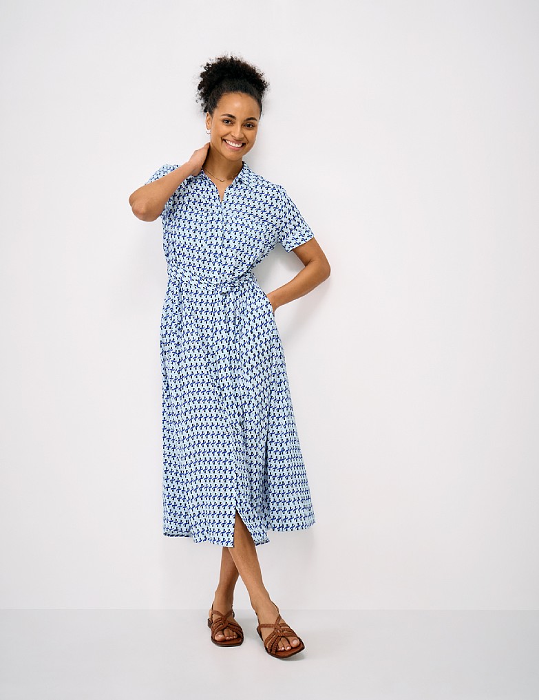 Short Sleeve Sienna Shirt Dress in Blue Wave
