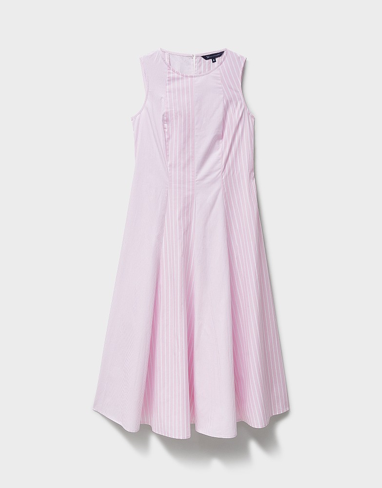 Flo Stripe Cotton Fit-&-Flare Dress in Orchid Pink