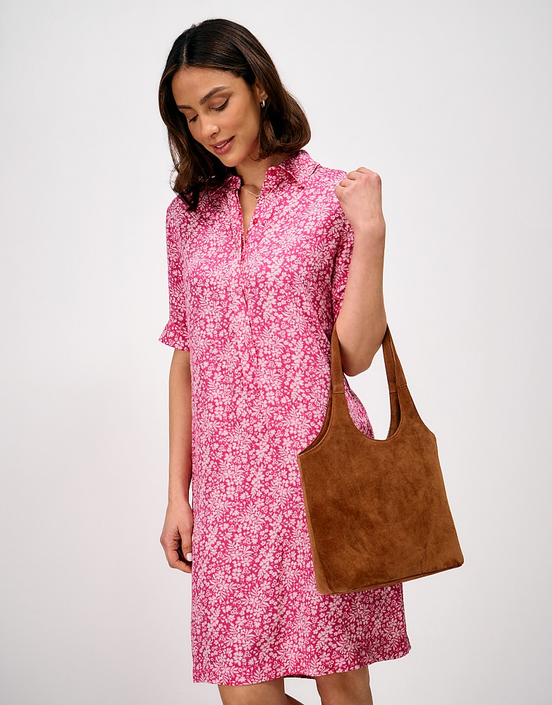 Leah Floral Shift Shirt Dress in Pink