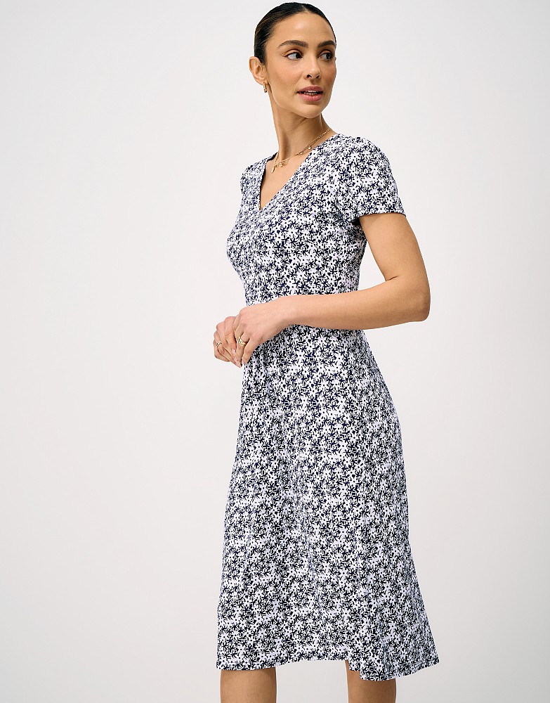 Myla Jersey Midi Dress in Navy Daisy