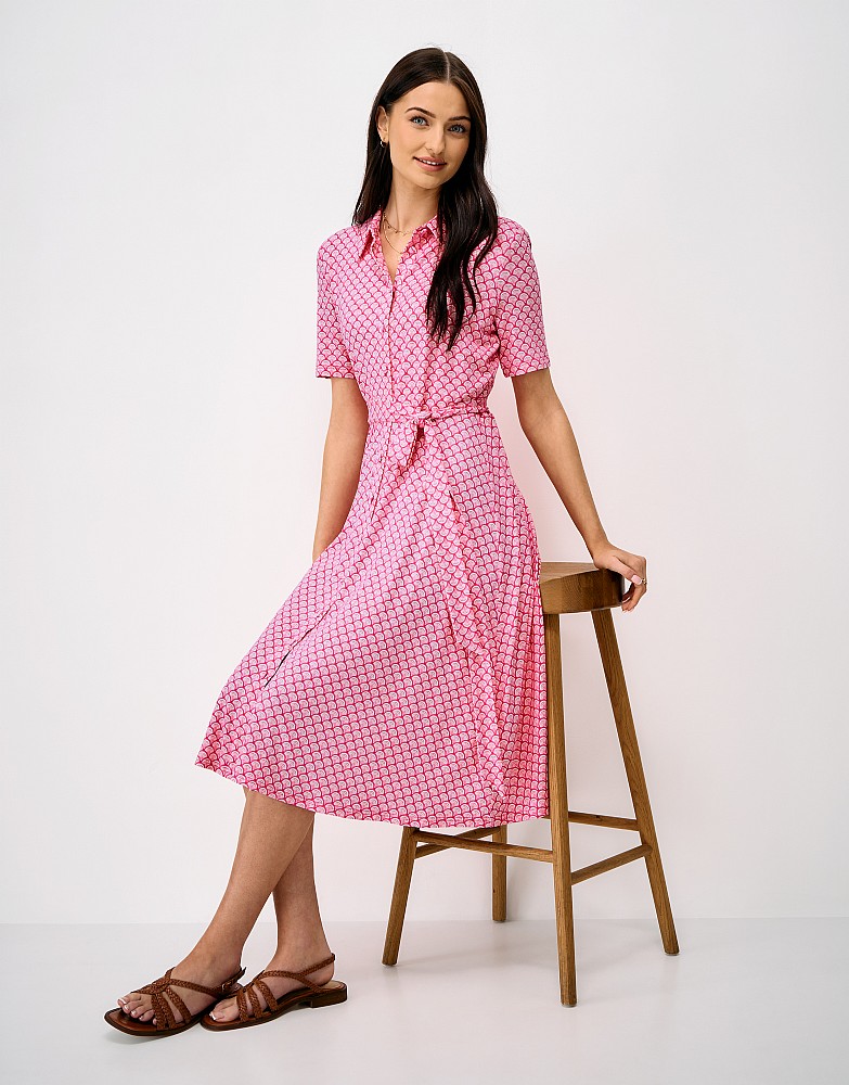 Emma Jersey Shell Printed Short Sleeve Dress in Pink