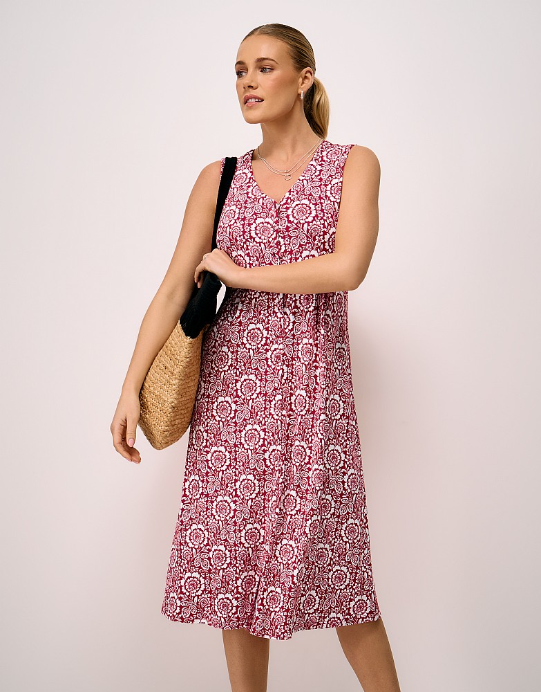 Alyssa Sleeveless Jersey Dress in Red
