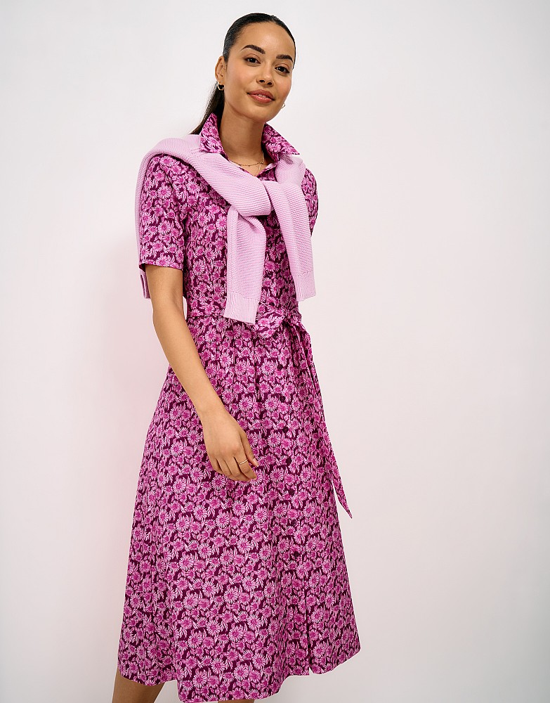 Fern Darted Shirt Dress in Pink Daisy