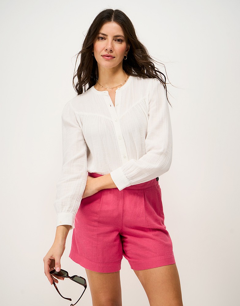 Linen Blend Short in Bright Pink