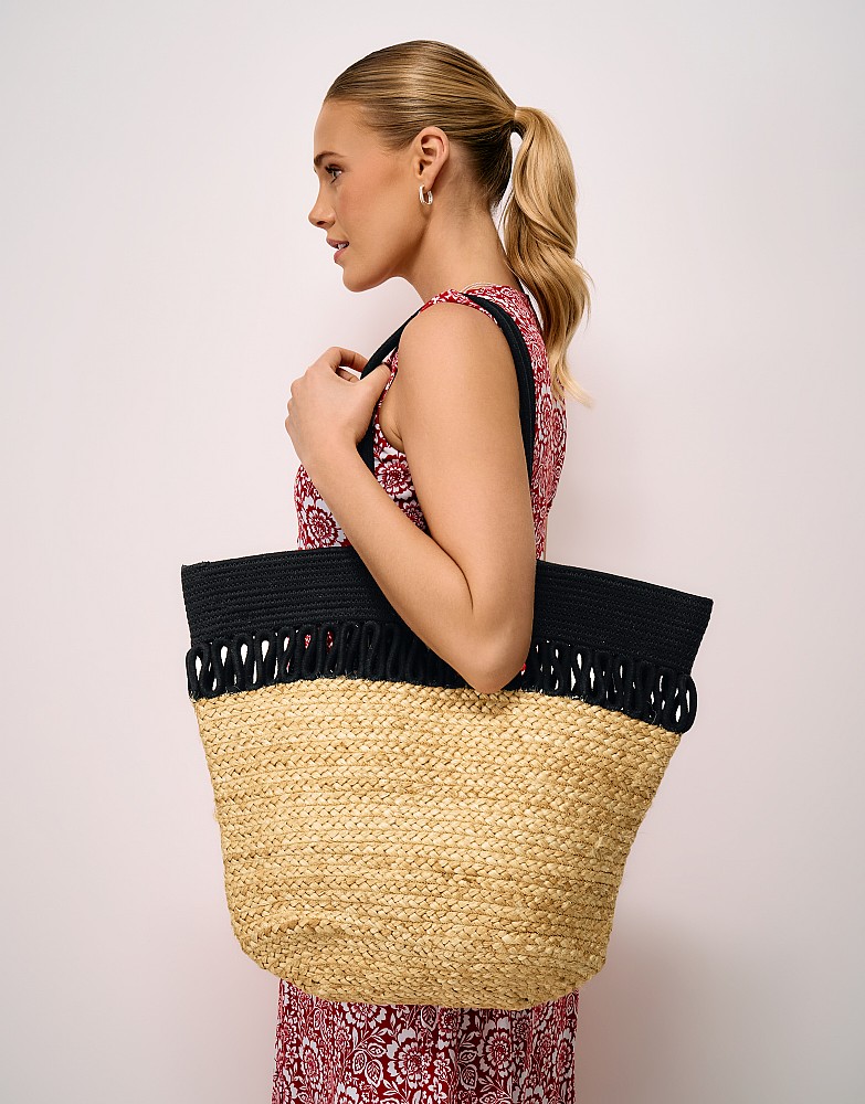 Decorative Jute Bag in Neutral and Black