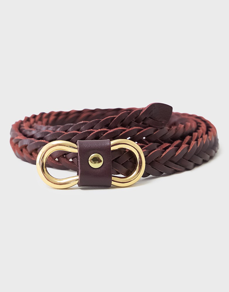 Woven Dress Belt in Burgundy