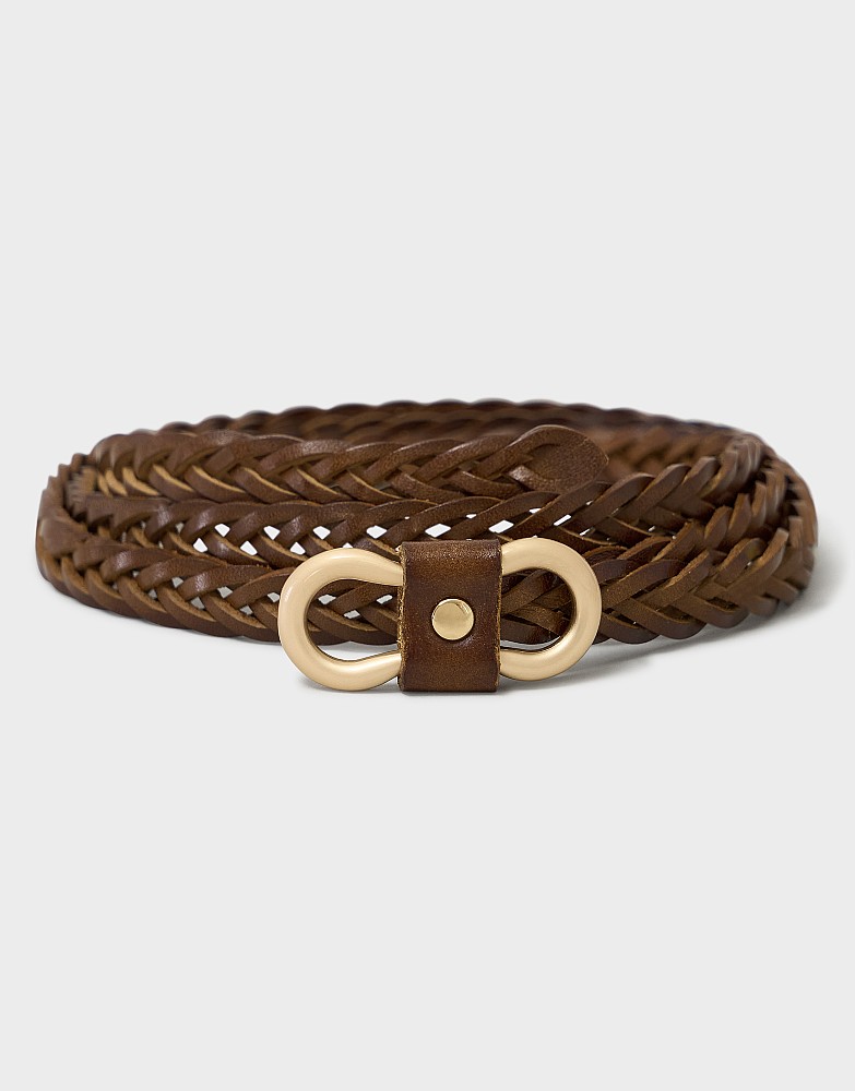 Woven Dress Belt in Tan Brown
