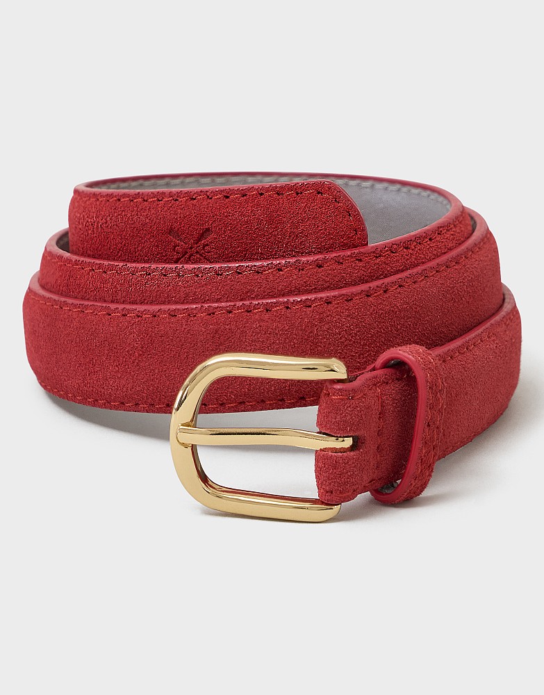 Classic Leather Jeans Belt in Red