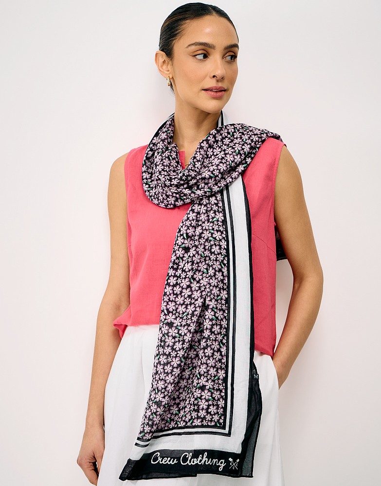 Vintage Daisy Print Scarf in Navy