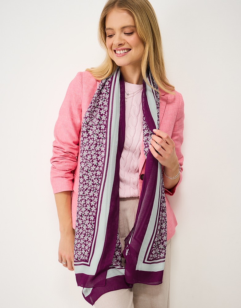 Vintage Daisy Print Scarf in Purple