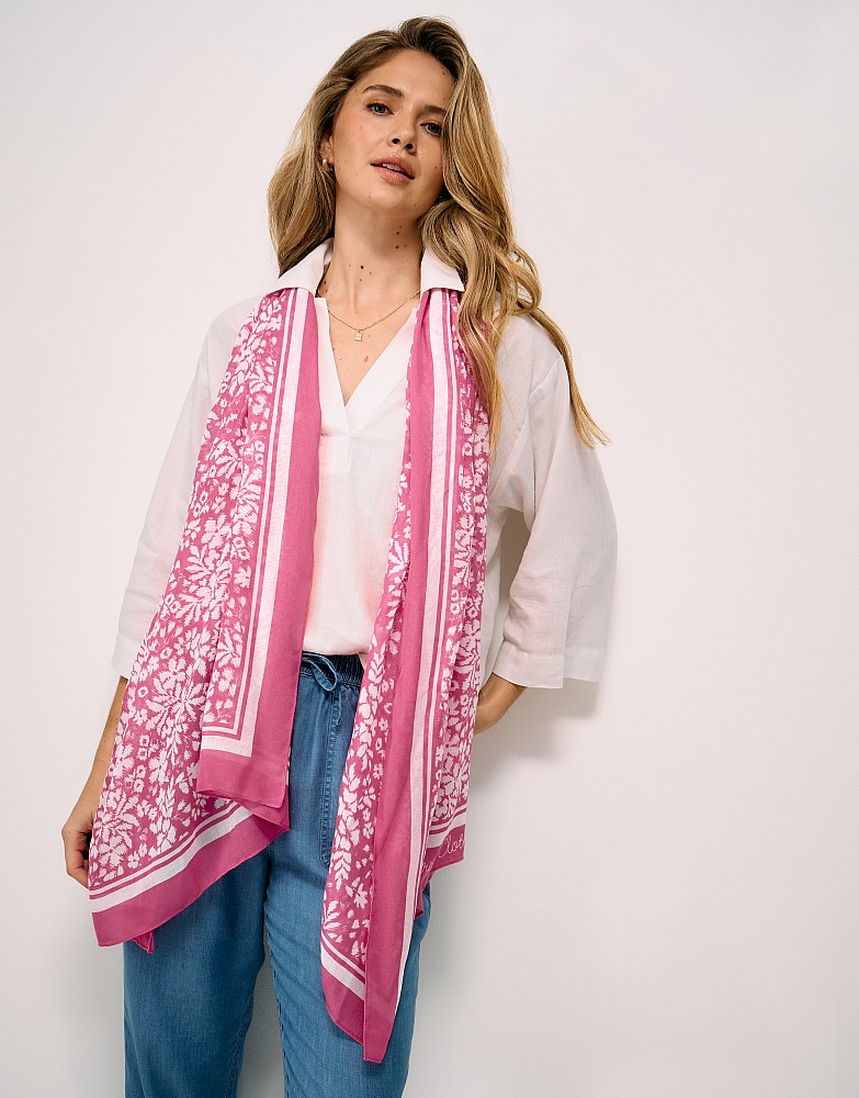 Floral Print Modal Scarf in Pink