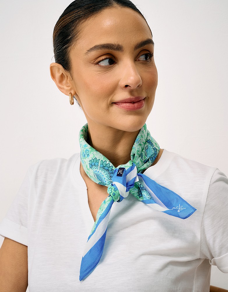 Paisley Floral Neckerchief in Green and Blue