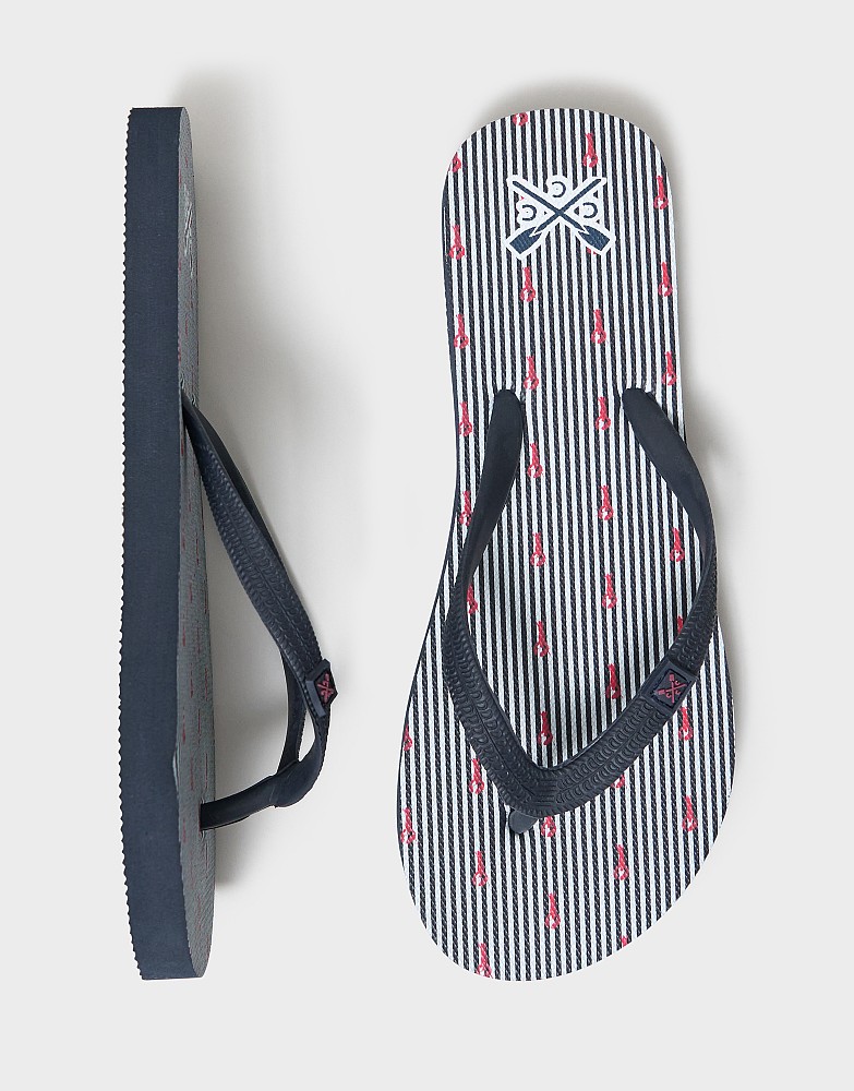 Flip Flops in Navy Striped Lobster Print
