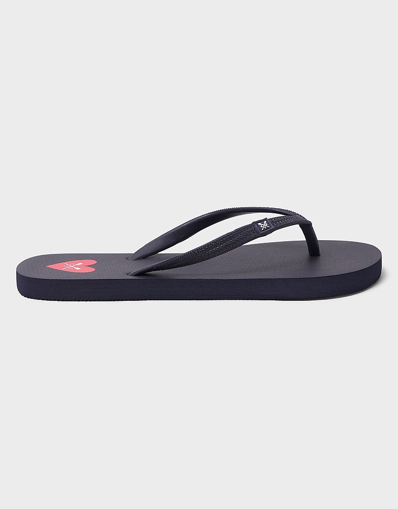 Flip Flops in Dark Navy Heart Print