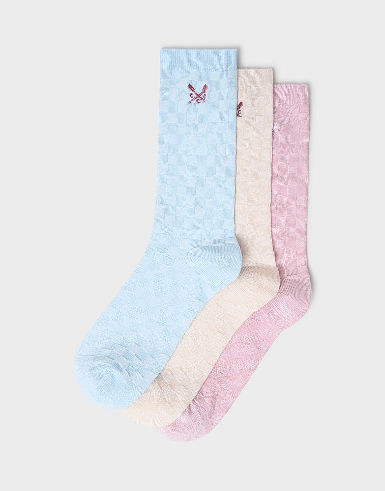 3 Pack Bamboo Socks in Pink, Blue & Beige