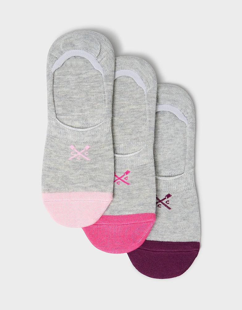 3 Pack Bamboo Secret Socks in Grey & Pink