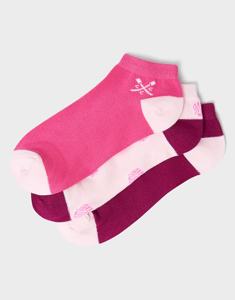 3 Pack Bamboo Trainer Socks in Pink Sea Shell