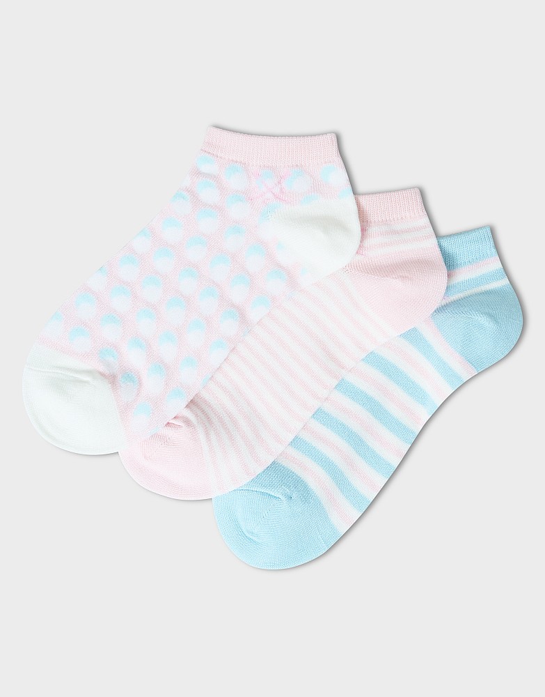 3-Pack Bamboo Trainer Sock in Pink & Blue