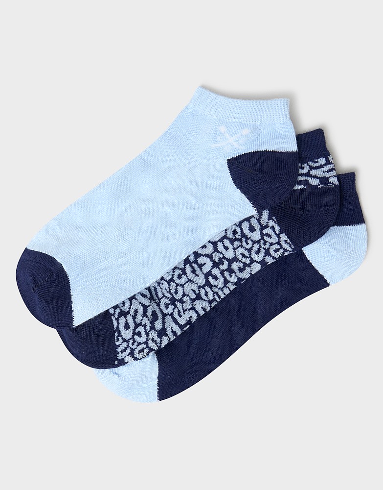 3 Pack Bamboo Trainer Sock in Blue