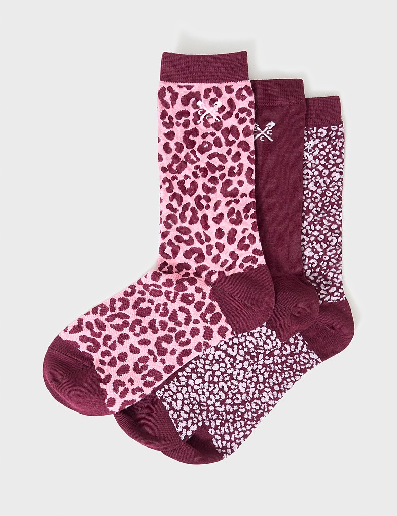 3 Pack Bamboo Socks in Burgundy