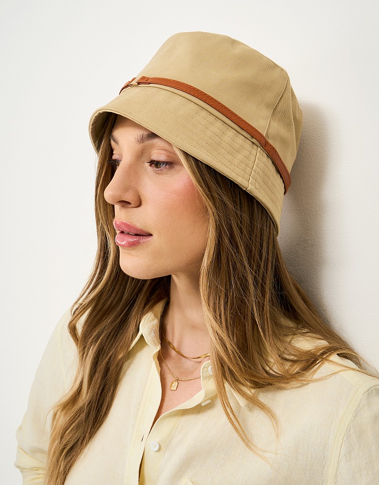 Neat Cotton Bucket Hat in Tan