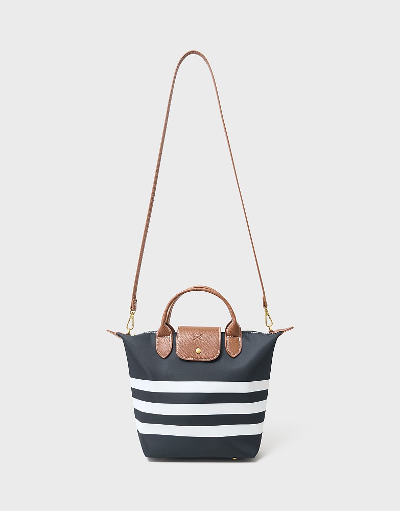 Mini Classic Tote Bag in Navy White Stripe