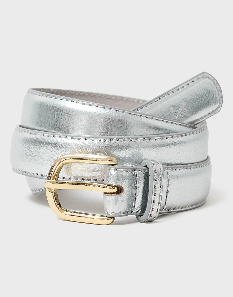 Classic Leather Jeans Belt in Silver