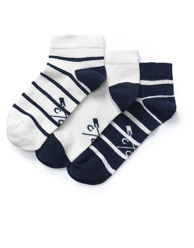 Women's 3 Pack Trainer Sock in Navy/White Stripe from Crew Clothing