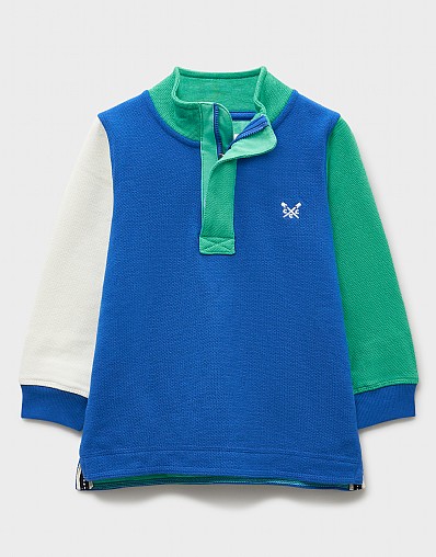 Colourblock Sweatshirt Padstow in White, Blue and Green