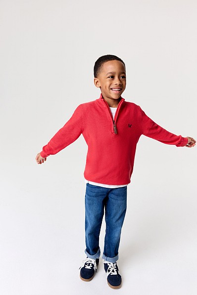 Pique Half Zip Knit Jumper in Pink