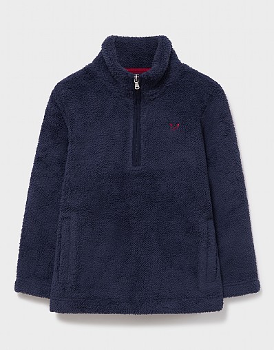 Borg Half-Zip Fleece in Navy Blue