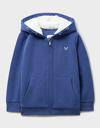 Cross Oars Fleece Zip Through Teddy Lined in Blue