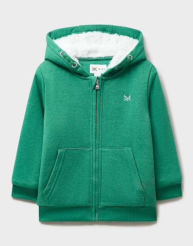 Cross Oars Fleece Zip Through Teddy Lined in Green