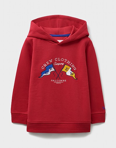 Cotton-Mix Heritage Embroidery Hoodie in Burgundy