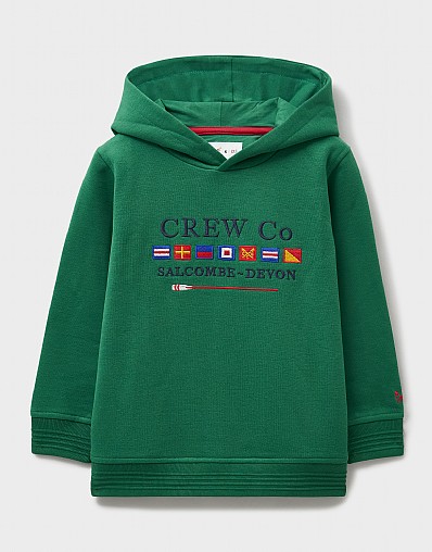 Cotton-Mix Heritage Embroidery Hoodie in Deep Green