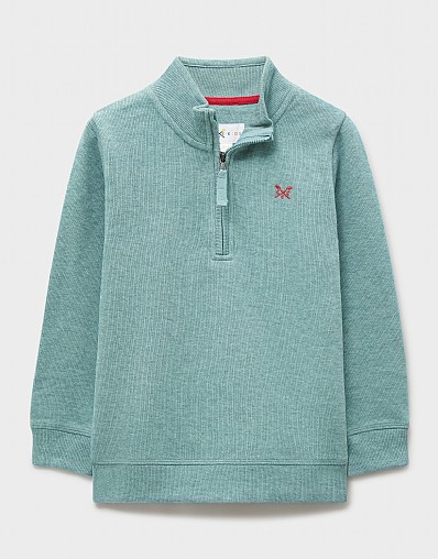 Cotton French Rib Half-Zip Sweatshirt in Sea Blue Marl