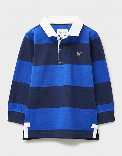 Yarn Dye Stripe Rugby Shirt in Navy and Blue