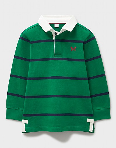 Yarn Dye Stripe Rugby Shirt in Green and Navy