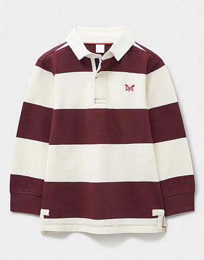 Yarn Dye Stripe Rugby Shirt in Burgundy and White