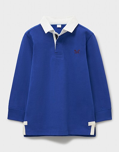 Cotton Rugby Shirt in Royal Blue & White